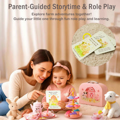 Lajeje Toddler Farm Tea Set saucers promote neat serving
