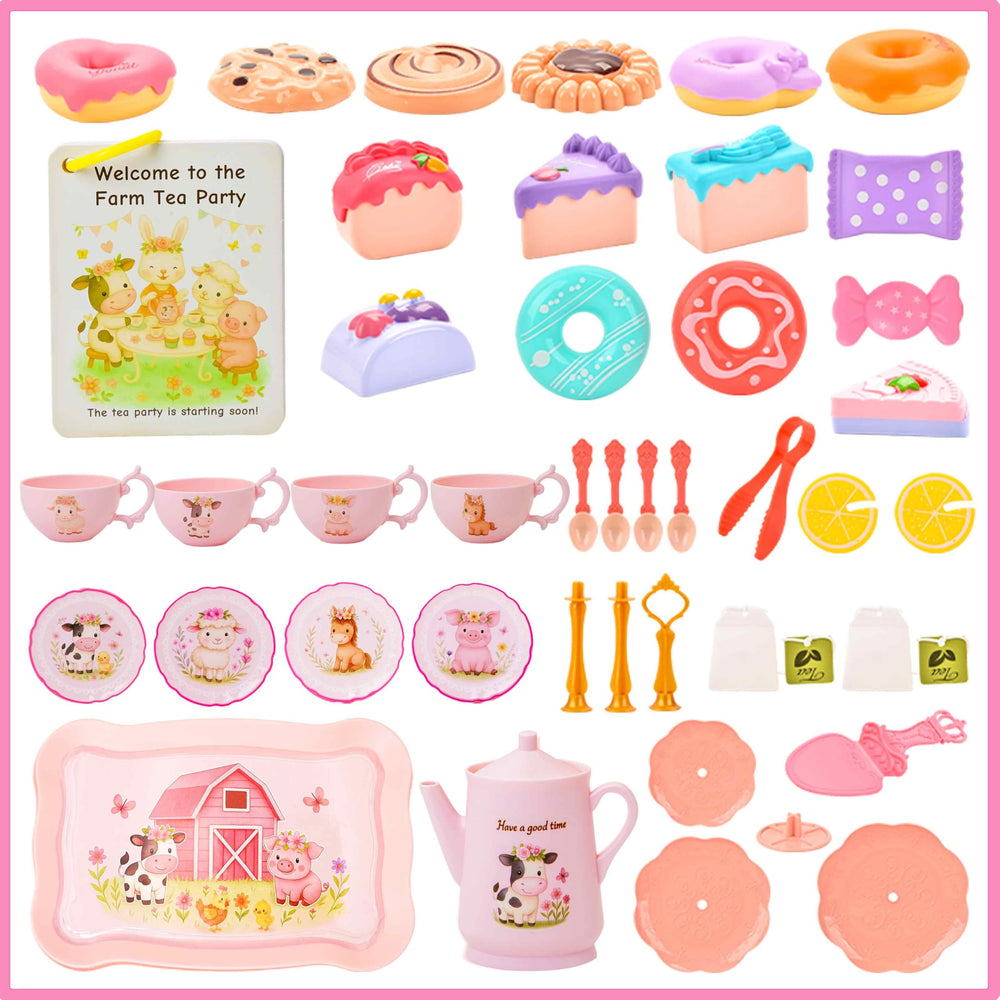 Lajeje Toddler Farm Tea Set story cards guide imaginative tales