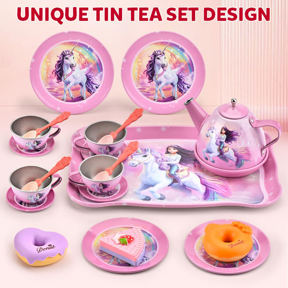 Sturdy carrying case keeps the Lajeje unicorn tea set organized on the go