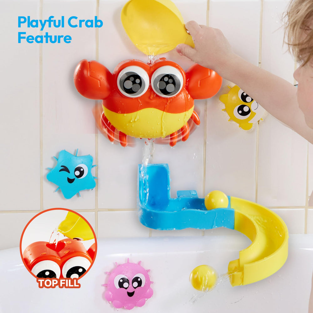 lalalark bath toy curved slide track guides water and balls.