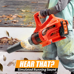lalalark Mighty Force leaf blower wood shavings display showcases realism during role play
