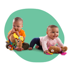 Lamaze Muffin the Moose soft textures invite mouthing and tactile discovery