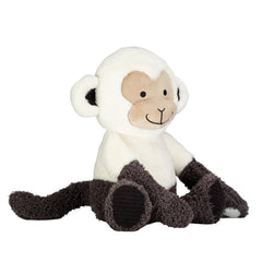 Lambs & Ivy Charlie monkey soft creamy minky fur texture invites gentle hugs.