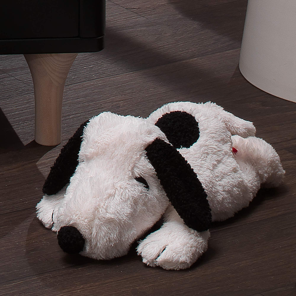 Lambs & Ivy Snoopy plush made of soft polyester for cozy playtimes.
