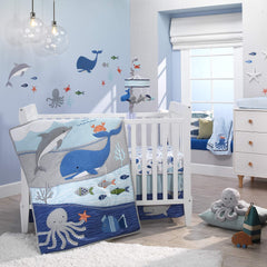 Coordinating with Ocean Blue Bedding to create a cohesive nursery look.