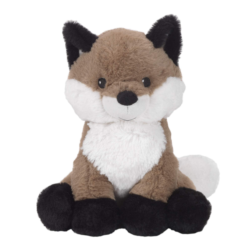 Lambs & Ivy Knox plush fox face in brown and white, soft minky texture for gentle play.