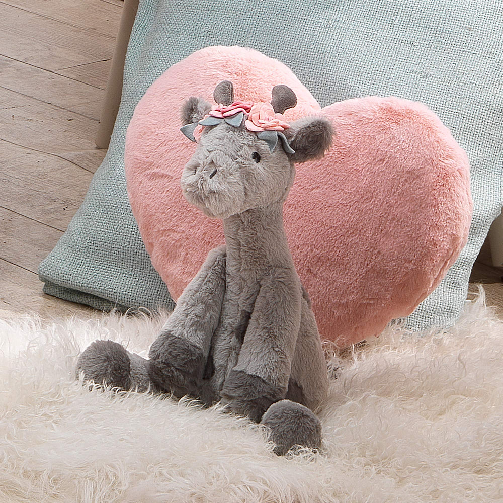 Lambs & Ivy Skylar gray giraffe sits 12 inches tall for easy placement.