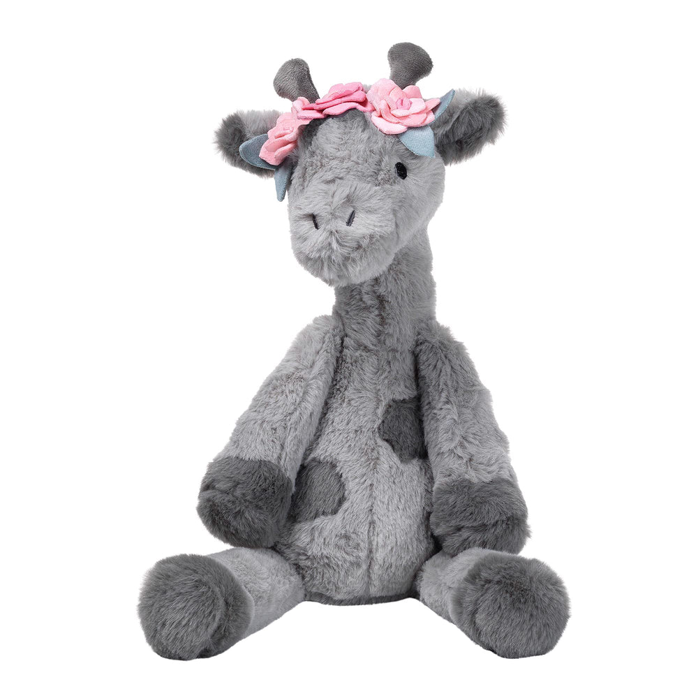 Lambs & Ivy Skylar gray giraffe plush with ultra-soft minky for cozy cuddles.