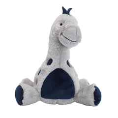 Lambs & Ivy Spike plush close-up shows soft faux fur and navy velour detail.