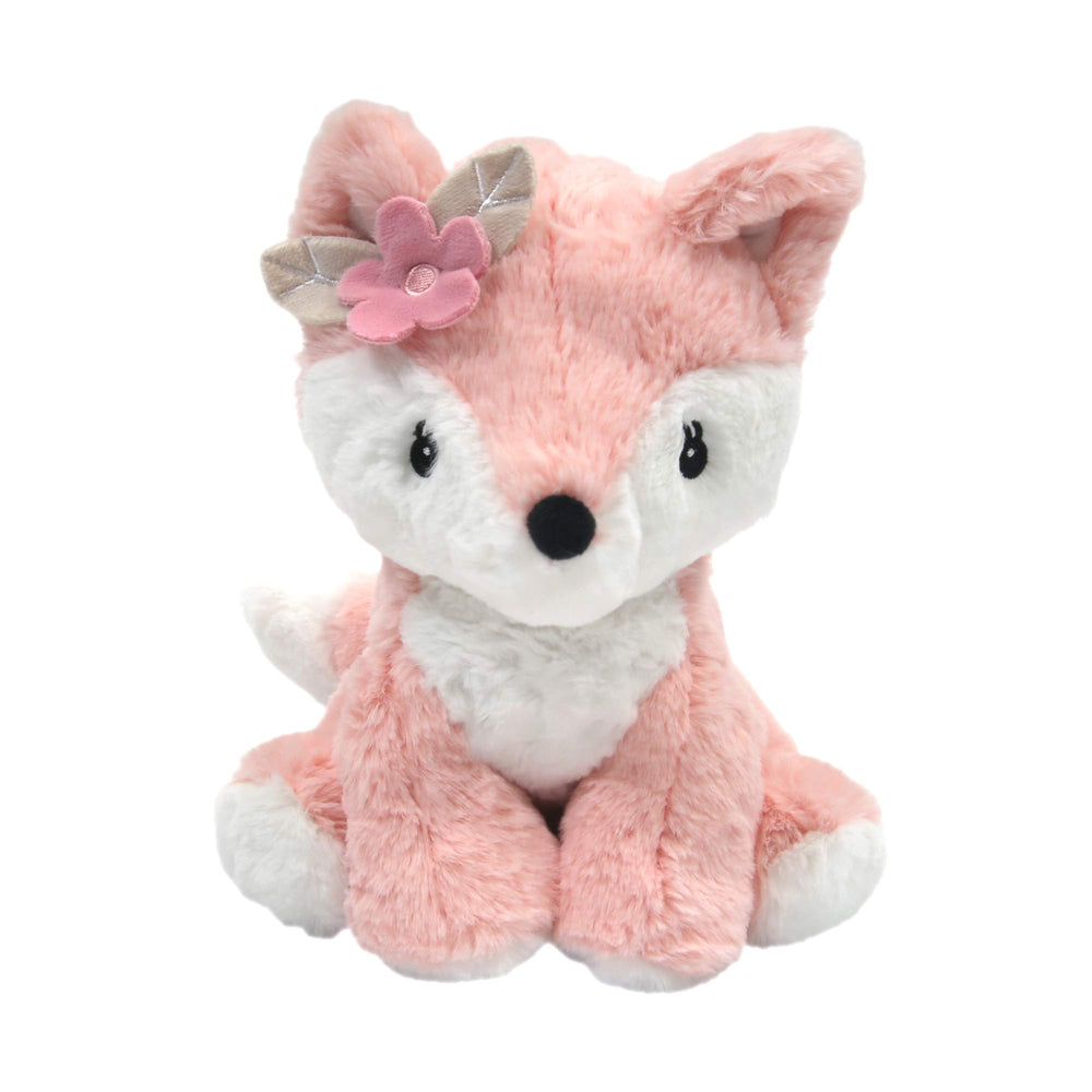 Lambs & Ivy woodland fox face close-up shows embroidered details for safety.