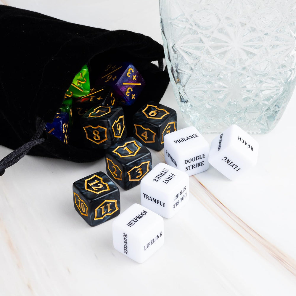 LAMJAM 20 mm D20 dice included for advanced tracking.