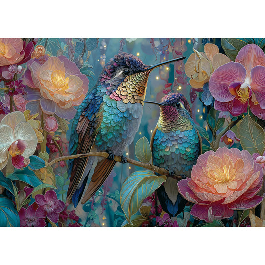 Lamplig hummingbird-branch puzzle soothing scene for mindful focus