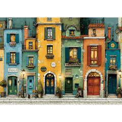 Lamplig fall italy town street puzzle — calming, immersive evening activity.