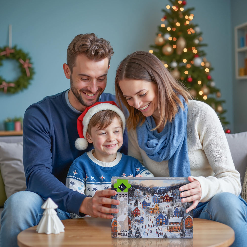 Lamplig puzzle includes snowmen for a cheerful winter vibe.