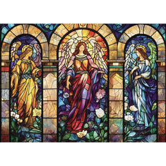 Lamplig stained glass puzzle angel with vibrant colors for mindful relaxation