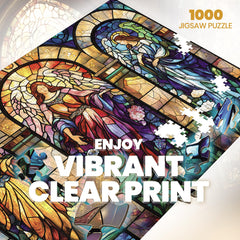 Lamplig stained glass puzzle Jesus motif promotes focus during quiet evenings