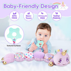 Lanbeby unicorn toy crinkle back adds textured sensory exploration