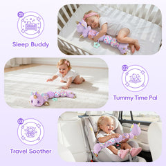 Lanbeby plush unicorn is soft and safe for stroller and crib play
