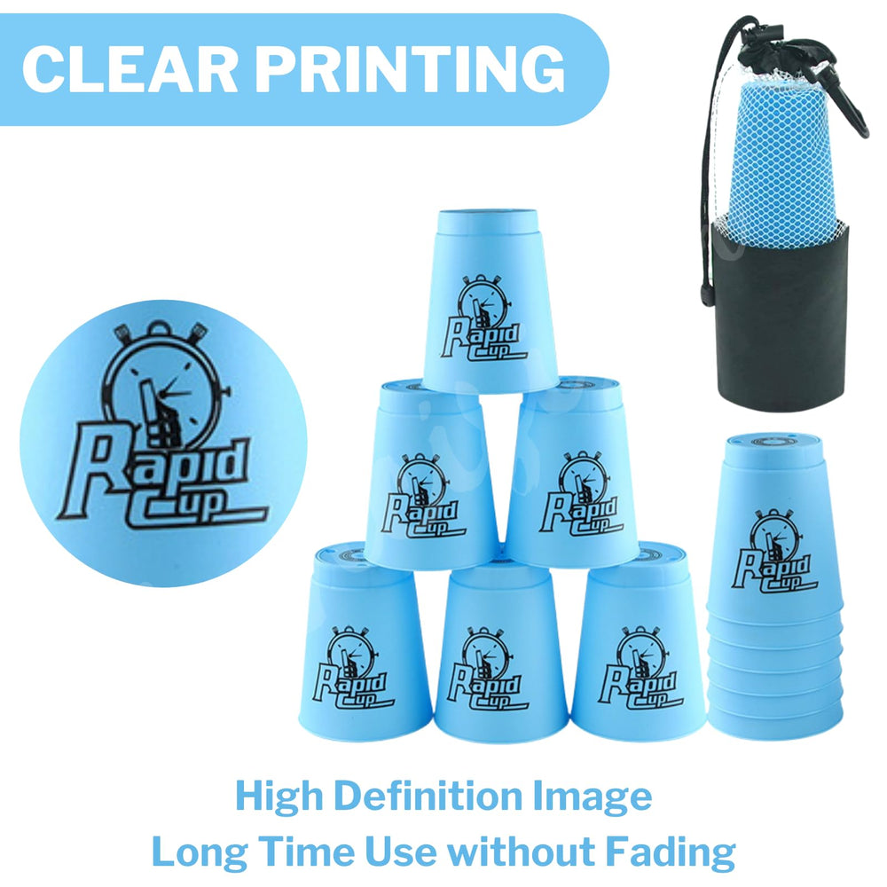 Lancisism purple cups shown in competition mode promoting focus and quick stacking.