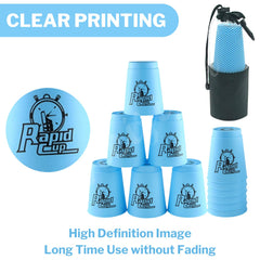 Lancisism purple cups shown in competition mode promoting focus and quick stacking.