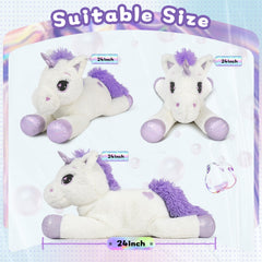 Lanmore 31-inch white unicorn plush, ideal for room decor and play.