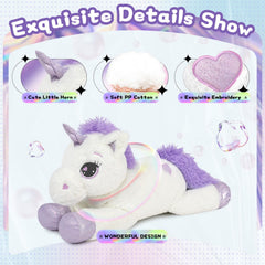 Lanmore 43-inch white unicorn plush, cozy and huggable for storytelling.