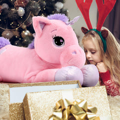 Lanmore giant unicorn ready for bedtime, a soft in-bed companion