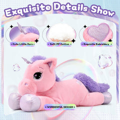 Lanmore 31-inch pink unicorn pillow plush, doubles as a cozy comfort and decor