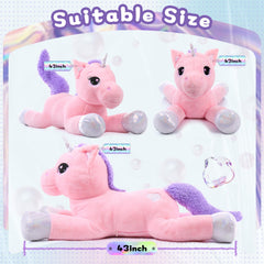 Lanmore 24-inch pink unicorn plush, a compact cuddly friend for travel