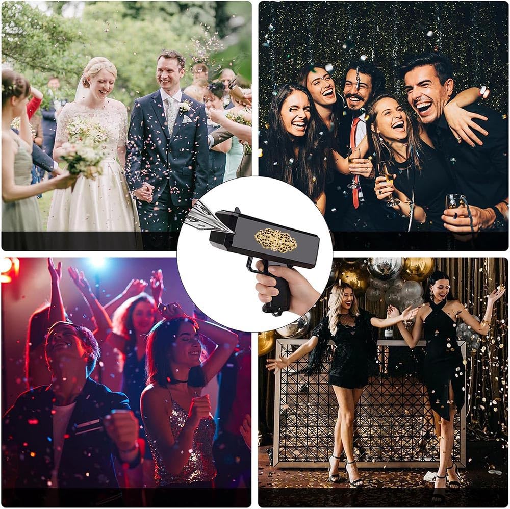 Lanxitown Money Gun at a wedding setup adds playful ambiance.