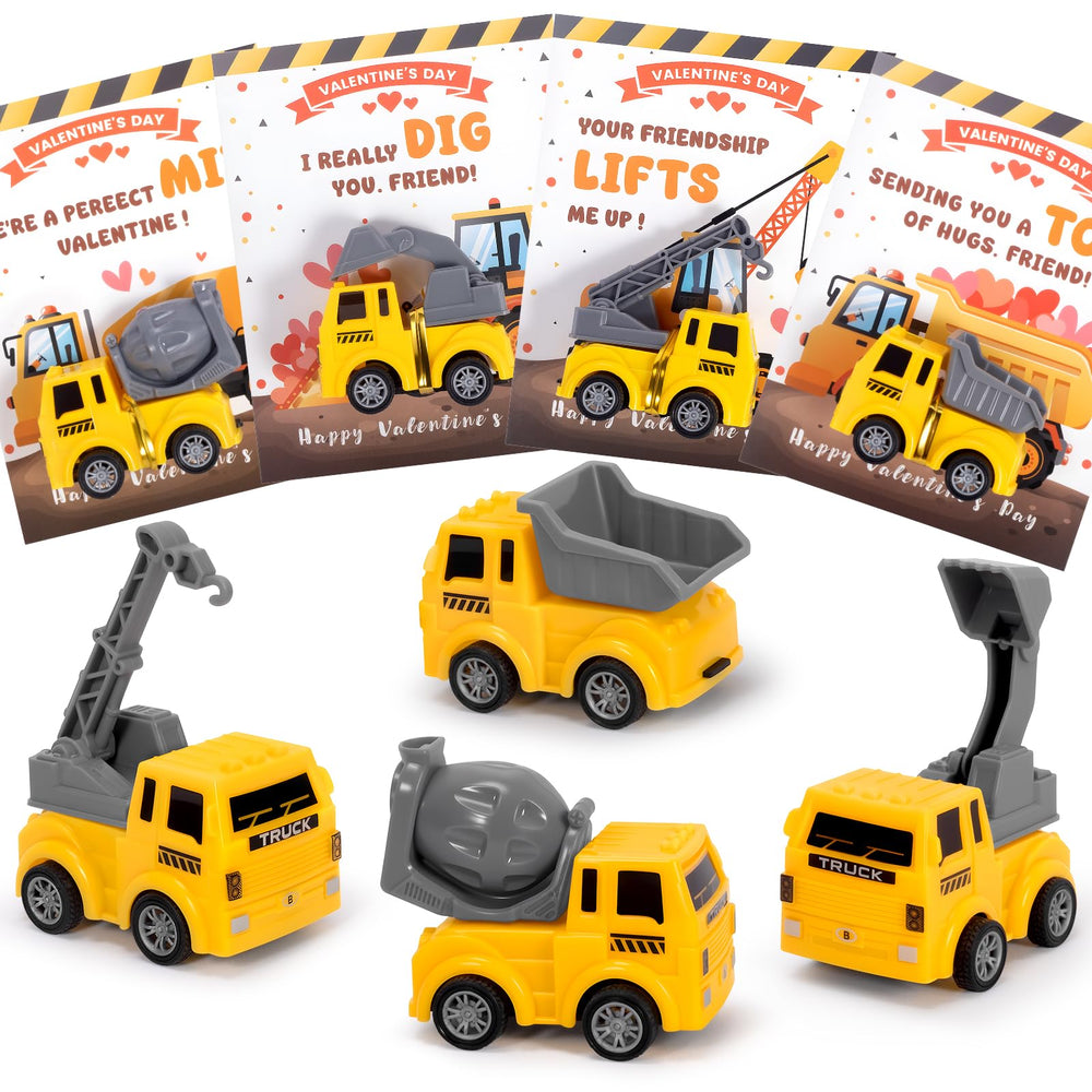 Laoyebaohao construction valentines cards with excavator, ideal for classroom exchanges.