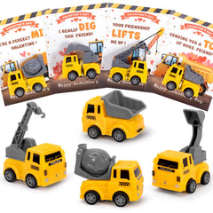Laoyebaohao construction valentines cards with excavator, ideal for classroom exchanges.