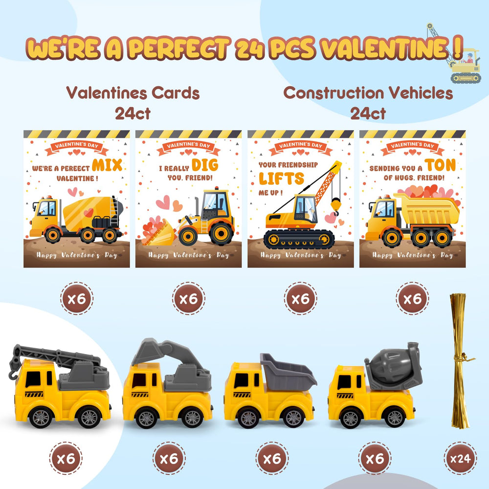 Laoyebaohao valentines cards with loader truck, perfect party favors.