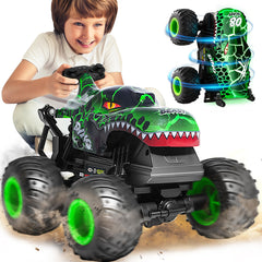 Laoyebaohao dinosaur RC truck with music and LED lights in action