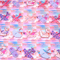 Laoyebaohao valentines card with foam airplane assembles quickly for kids.