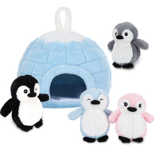 LaRandom four baby penguin plushies for imaginative play and cuddles.