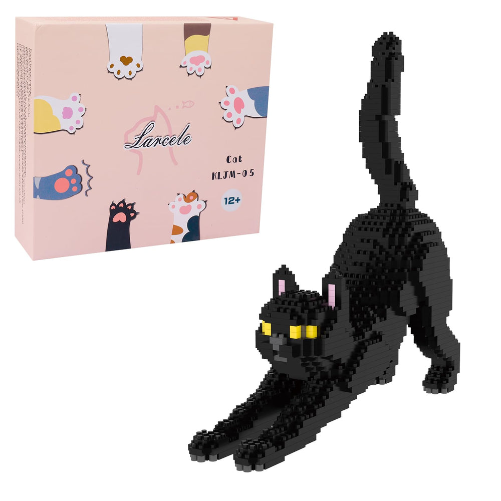 Larcele black cat micro bricks close-up for focused building and display
