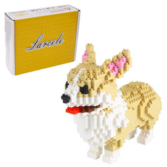 Larcele micro dog blocks for Welsh Corgi assembly with precision details.