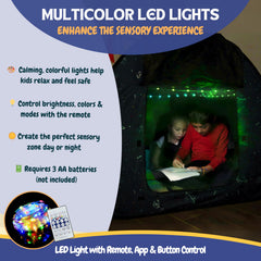 L'Arche blackout tent creates a calm, distraction-free space for kids.
