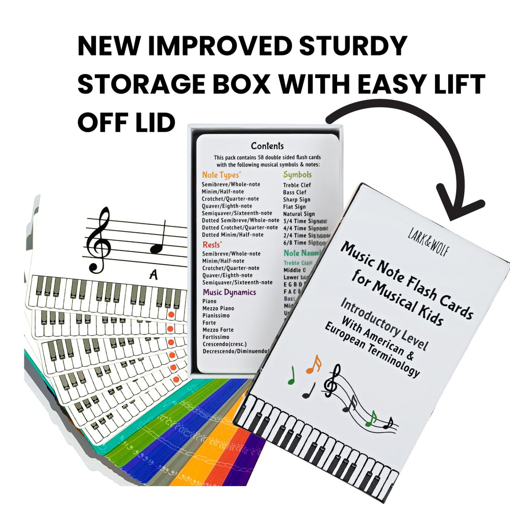 Lark & Wolf glossy wipe-clean flash cards ready for daily practice sessions