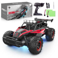LARVEY 1:16 RC car front view in red for high-visibility play.