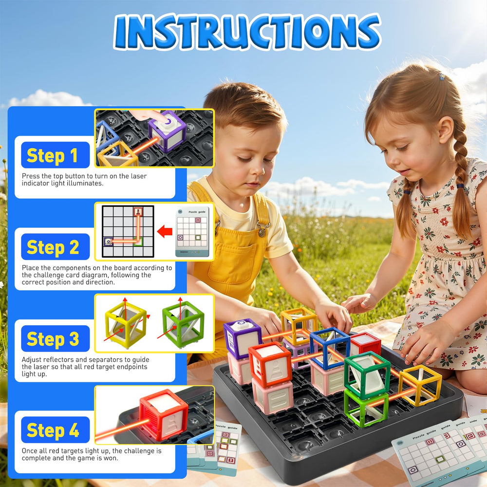 Laser Maze beam path visualization supports spatial reasoning and problem solving.