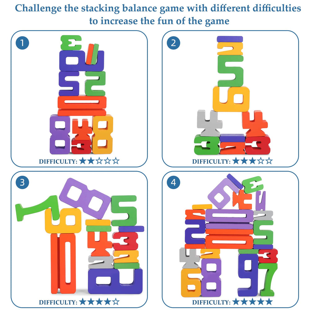 A child explores stacking and sorting with Lasoba number blocks in a classroom.