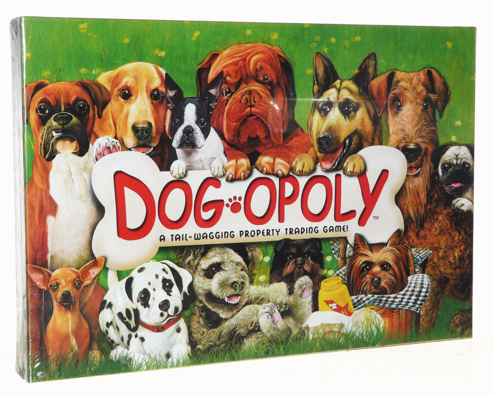Late for the Sky Dog-Opoly board showing breed based streets for family game night