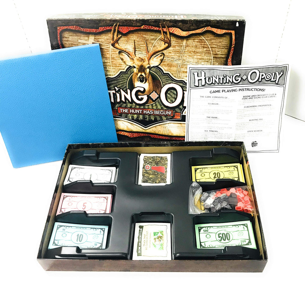 Late for the Sky Hunting-Opoly cabin property deed showcases premium cabin themes.