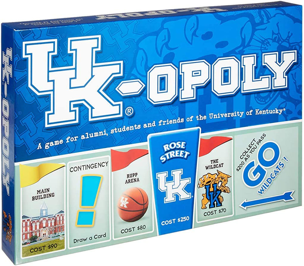 Late for the Sky UKopoly game box in blue and white, ideal for college game nights