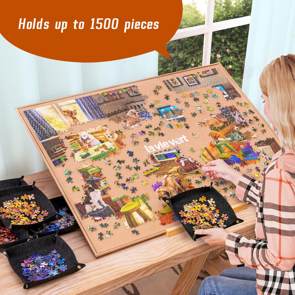 Lavievert jigsaw board soft flannelette cover protects pieces during handling