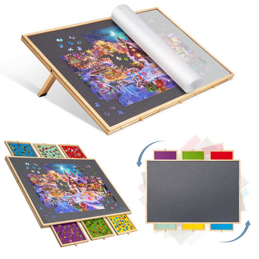 Lavievert puzzle board tilting tabletop reduces neck strain during long puzzles.