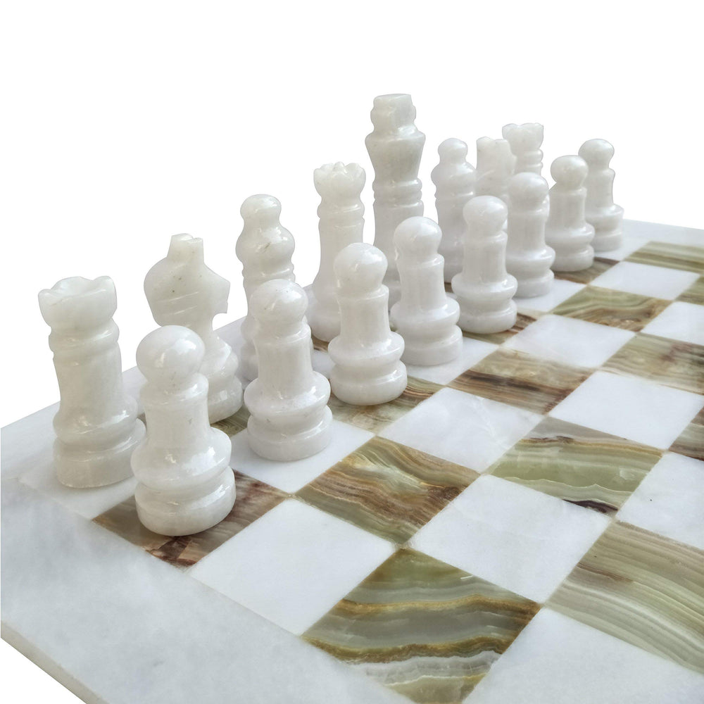 LAVISH CHESS SETS handcrafted marble board showcases natural variation in color and texture.