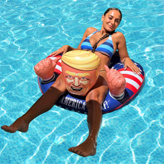 Lavrebu Ninostar inflatable float at a sunny summer pool party setup.